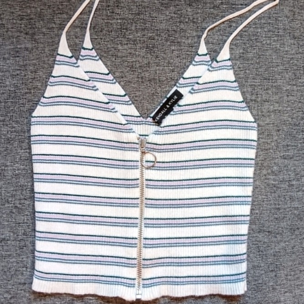 Kendall & Kylie Striped Crop Knit Tank NWOT Small